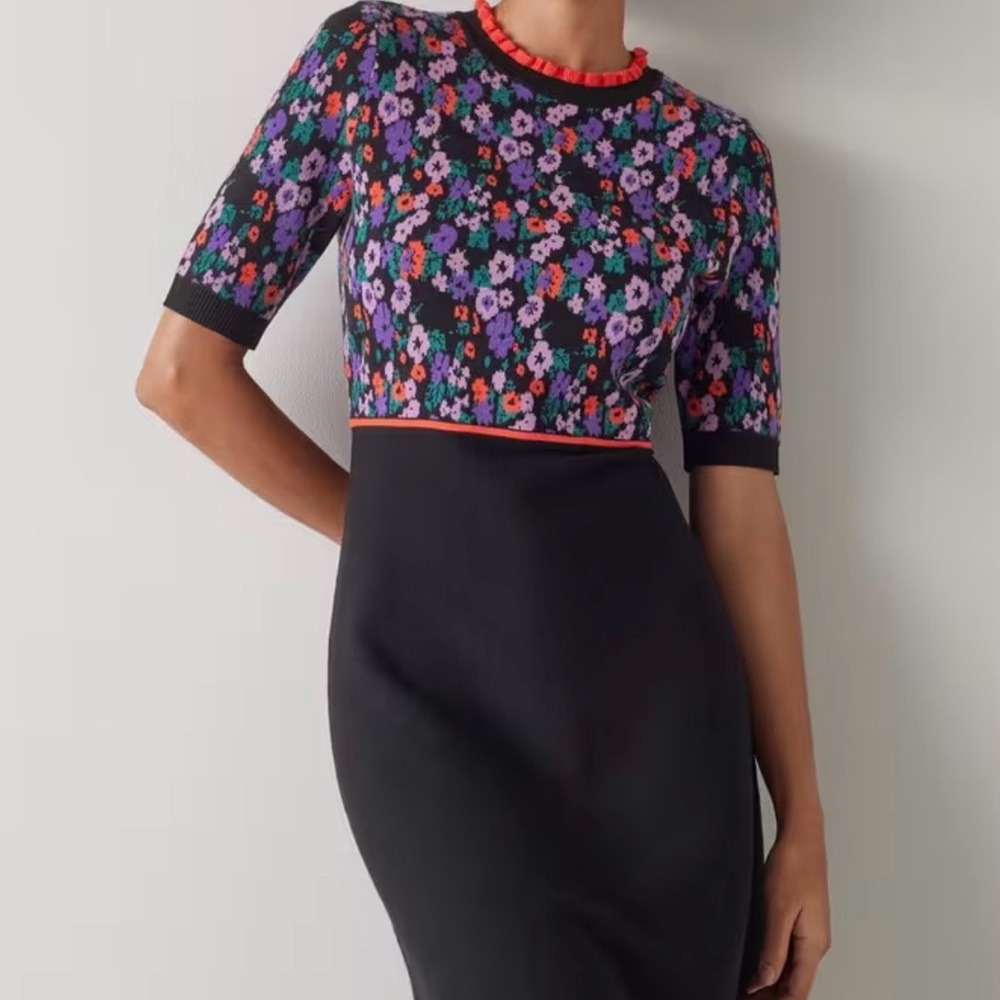 LK Bennett Joy Pop Floral Jacquard Knit Dress with LENZING™ ECOVERO™ viscose